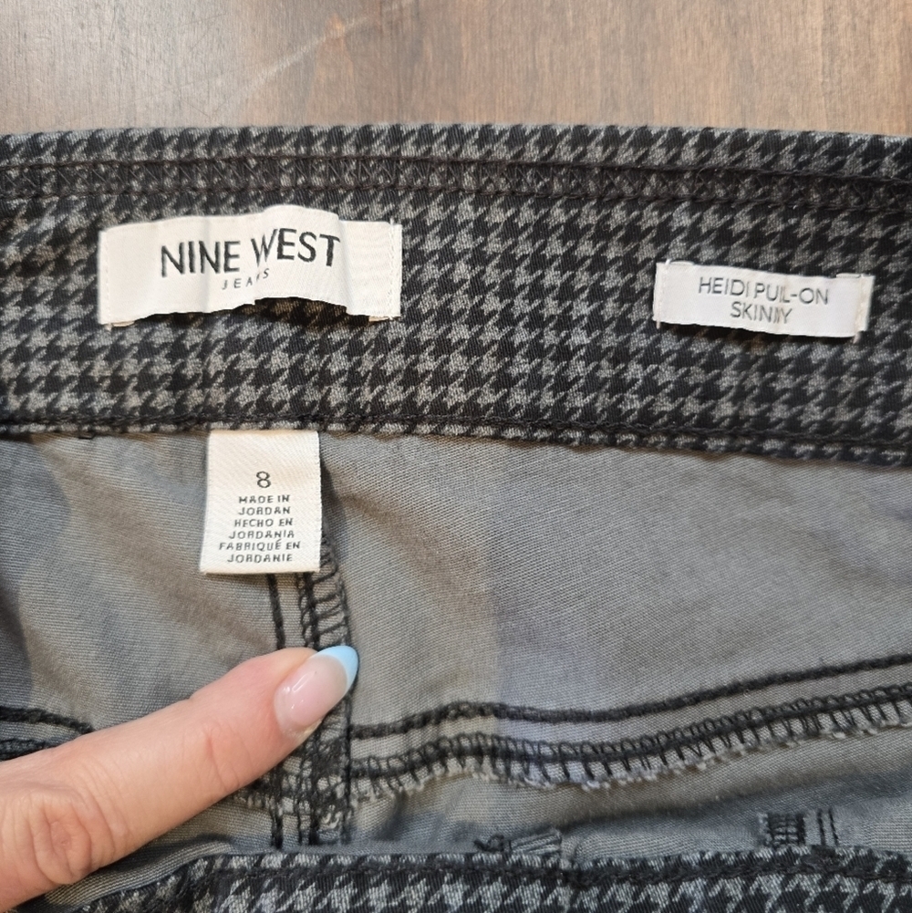 9 West Houndstooth Heidi Pull On Skinny Pants Size 8 - Picture 3 of 9
